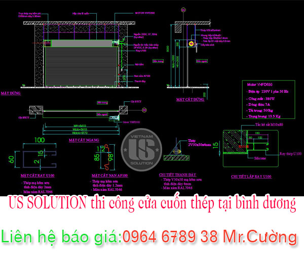 Bản vẽ thi công cửa cuốn thép tại bình dương